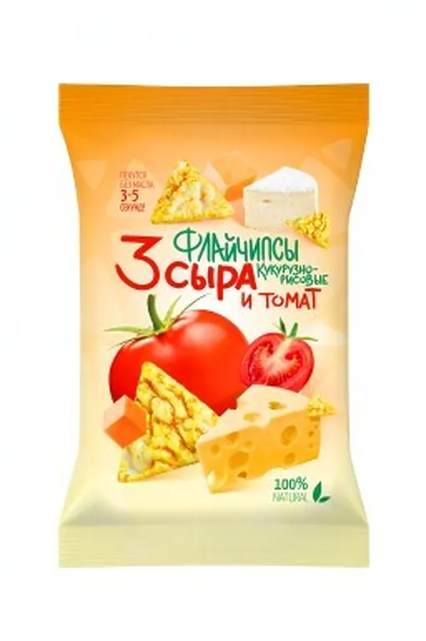 Флайчипсы кукурузно-рисовые 3 сыра и томат 40г ЭКО-ПРОДУКТЫ, - - фото 1
