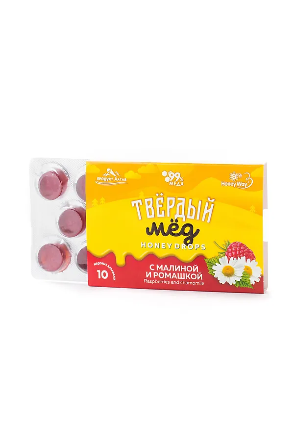 Карамель твёрдый мёд Малина и ромашка 30г ЭКОПРОДУКТЫ, - - фото 1