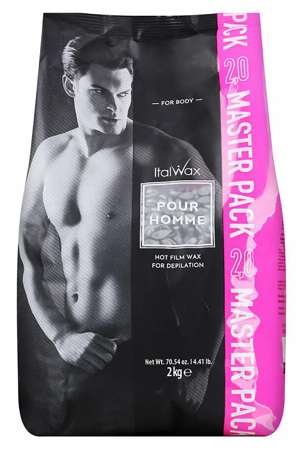 Ital Wax Line Воск горячий плёночный для депиляции в гранулах / Pour Homme Hot Film Wax For Depilation, 2 кг KRISTALLER, чёрный - фото 1