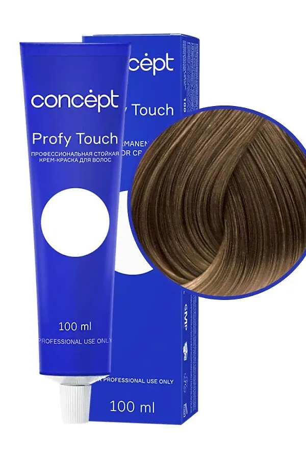 Concept Profy Touch 6.1 Профессиональный крем-краситель для волос, пепельно-русый, 100 мл KRISTALLER, пепельно-русый - фото 1
