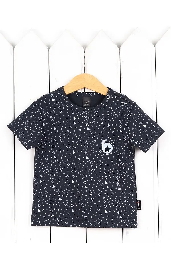 Футболка BABY BOOM, значки серые на графите - фото 1