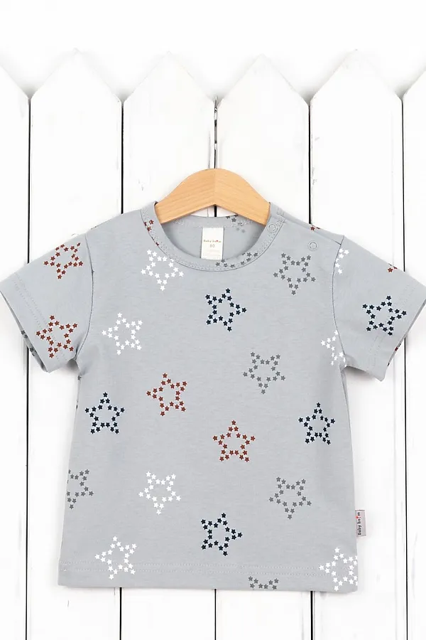Футболка BABY BOOM, звёзды на светло-сером - фото 1