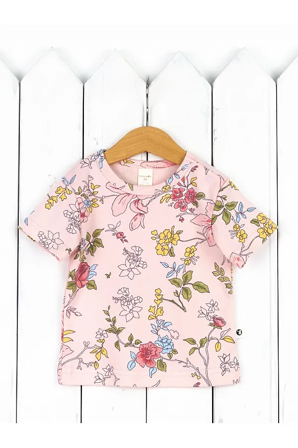 Футболка BABY BOOM, "цветы ар-нуво" на розовом - фото 1