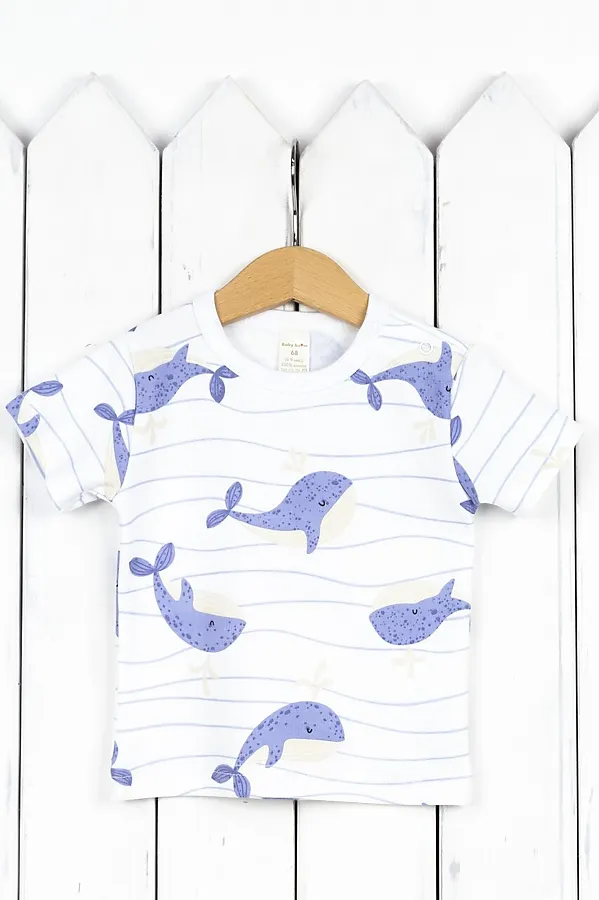 Футболка BABY BOOM, киты на полоске - фото 1