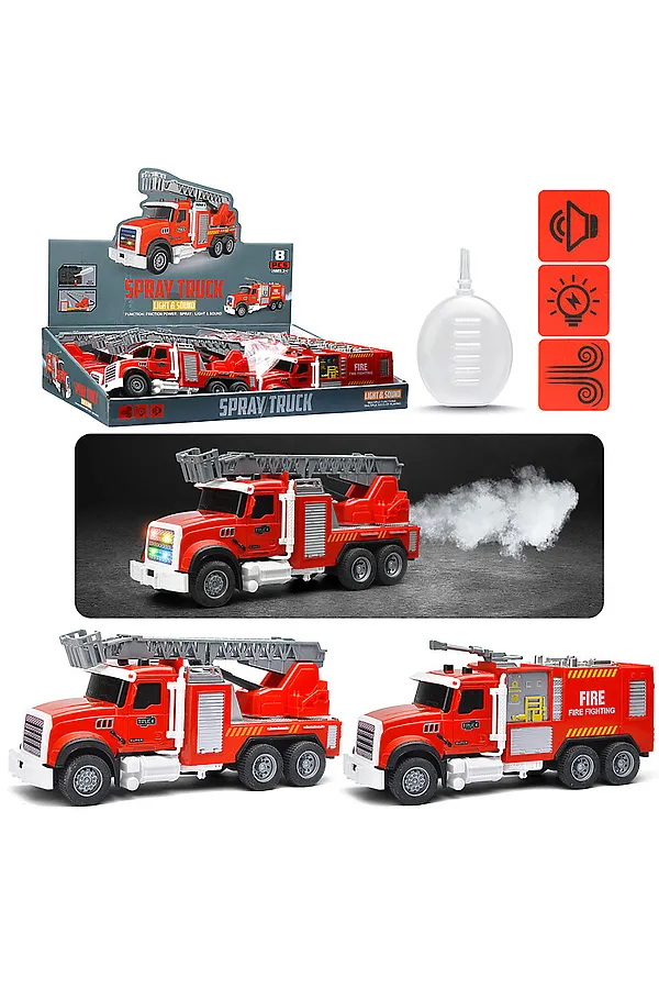 Машина "Пожарная машина" (свет, звук, спрей) в коробке URAL TOYS, в ассортименте - фото 1