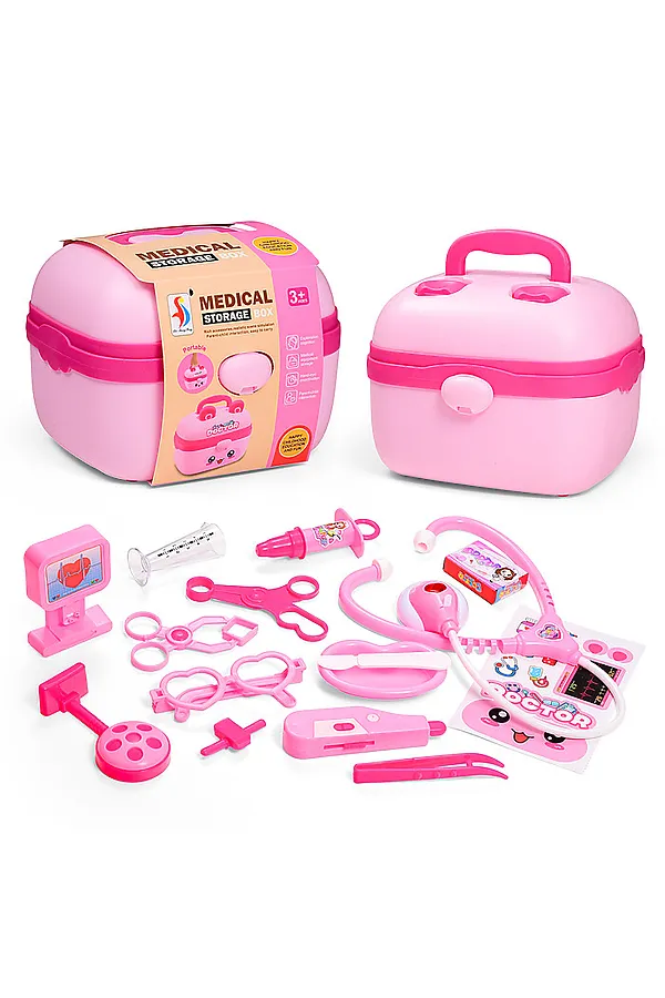 Набор доктора "Юный врач" в чемодане URAL TOYS, розовый - фото 1