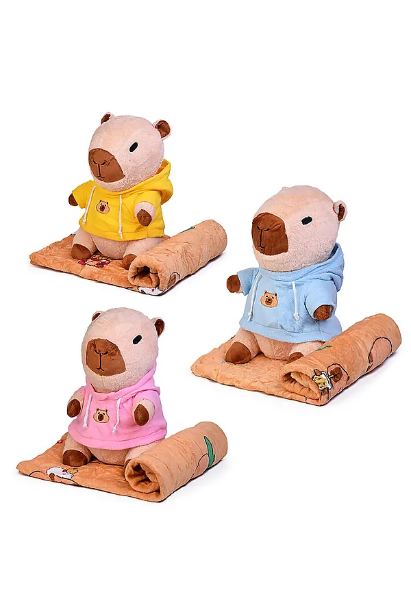 Мягкая игрушка "Капибара" с пледом URAL TOYS, в ассортименте - фото 1