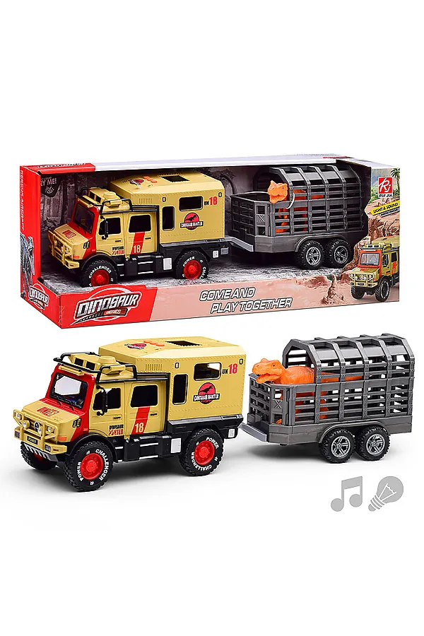 Машина "Трейлер" с прицепом (свет, звук) в коробке URAL TOYS, мультиколор - фото 1