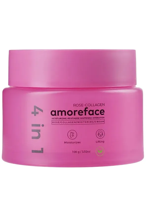 Amoreface Крем для лица 4 в 1 с коллагеном и экстрактом розы / Rose-Collagen Whitening Cream, 100 г KRISTALLER, розовый - фото 1