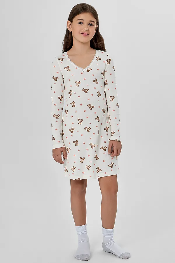 Сорочка ночная MARK FORMELLE, мишки с цветами на молоке - фото 1