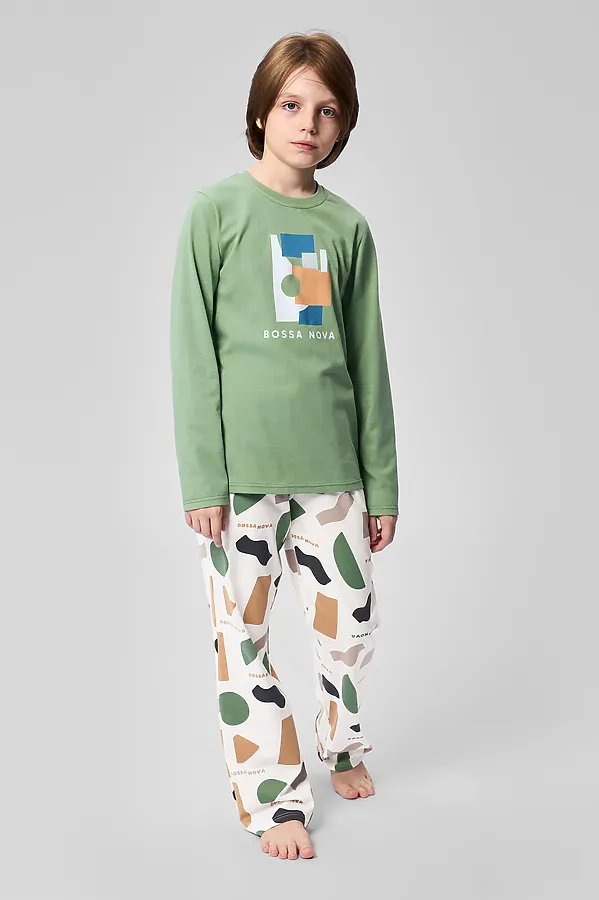 Пижама BOSSA NOVA, молочный/зелёный - фото 1