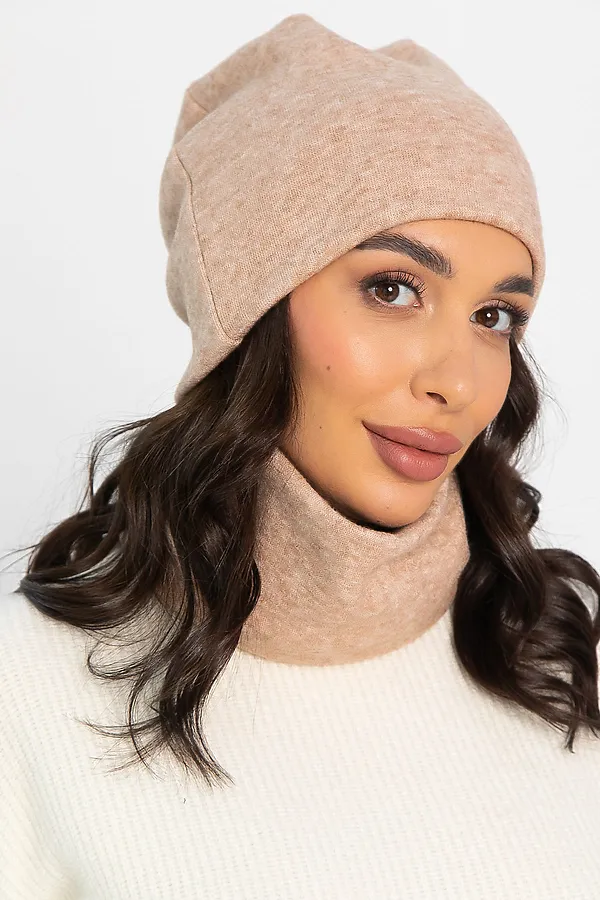 Комплект шапка шестиклинка и снуд LADY TAIGA, бежевый - фото 1