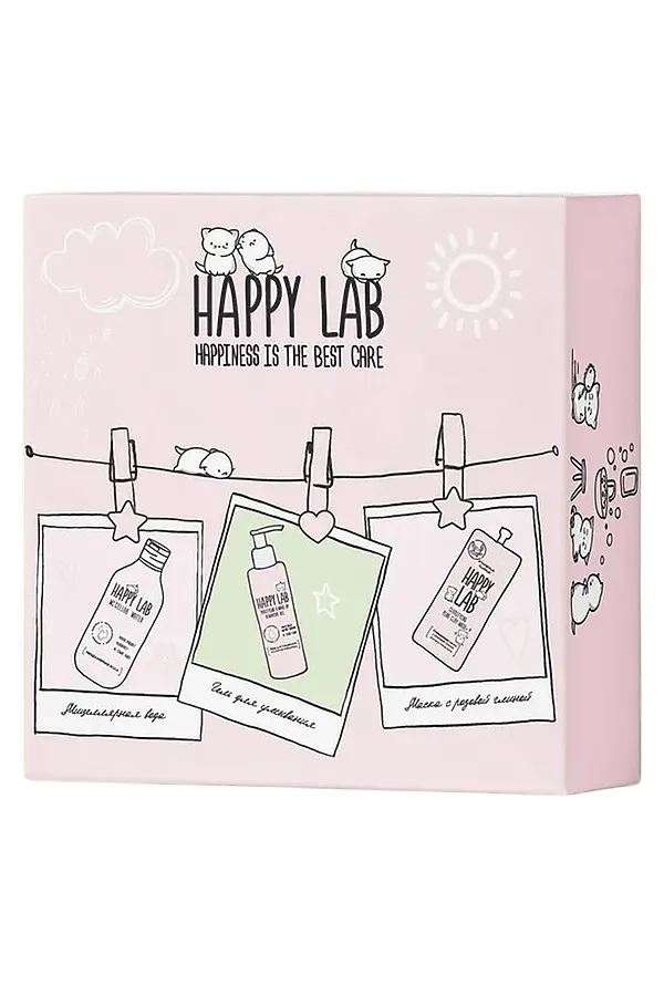 Happy Lab Набор средств для ухода за кожей лица Dream Face: Мицеллярная вода, гель для умывания, очищающая маска, 300 мл, 200 мл x 2 KRISTALLER, ассорти - фото 1