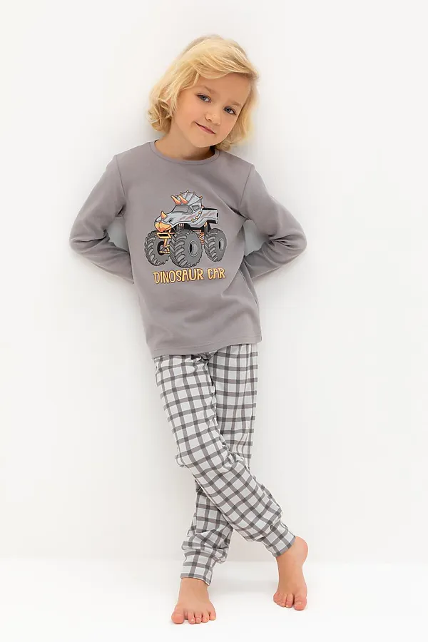 Пижама CROCKID, холодный серый,клетка - фото 1