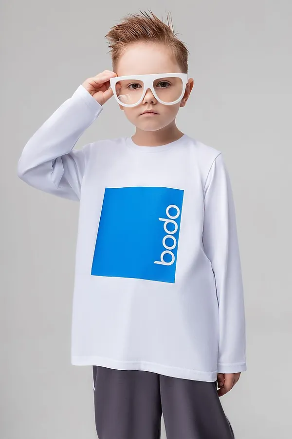 Лонгслив BODO, белый (синий) - фото 1