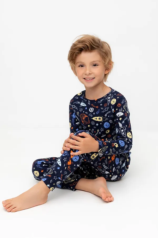 Пижама CROCKID, космические ракеты на гл.синем - фото 1