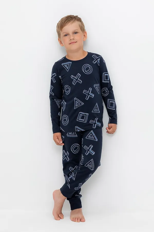 Пижама CROCKID, индиго,объемные фигуры - фото 1