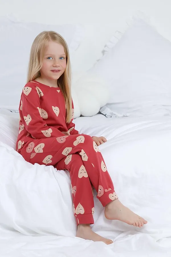 Пижама CROCKID, спелая вишня,доброе сердце - фото 1