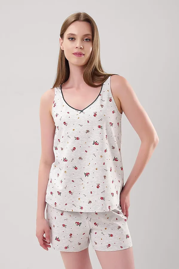 Пижама CLEVER, меланж св.серый/красный - фото 1