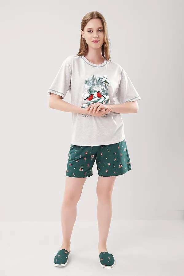 Пижама CLEVER, меланж св.серый/т.зелёный - фото 1