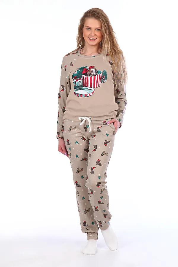 Костюм с брюками с брюками и кофтой 144 НАТАЛИ, коричневый - фото 1