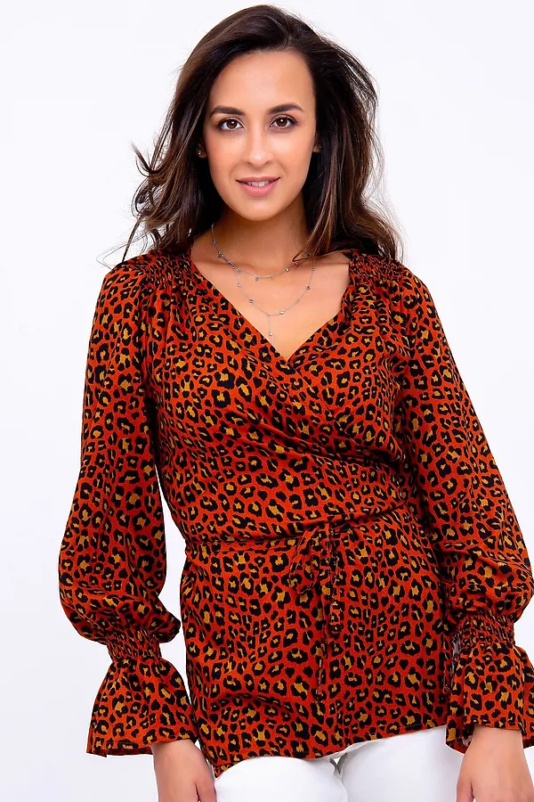 Блузка 319BRN НАТАЛИ, леопард коричневый - фото 1