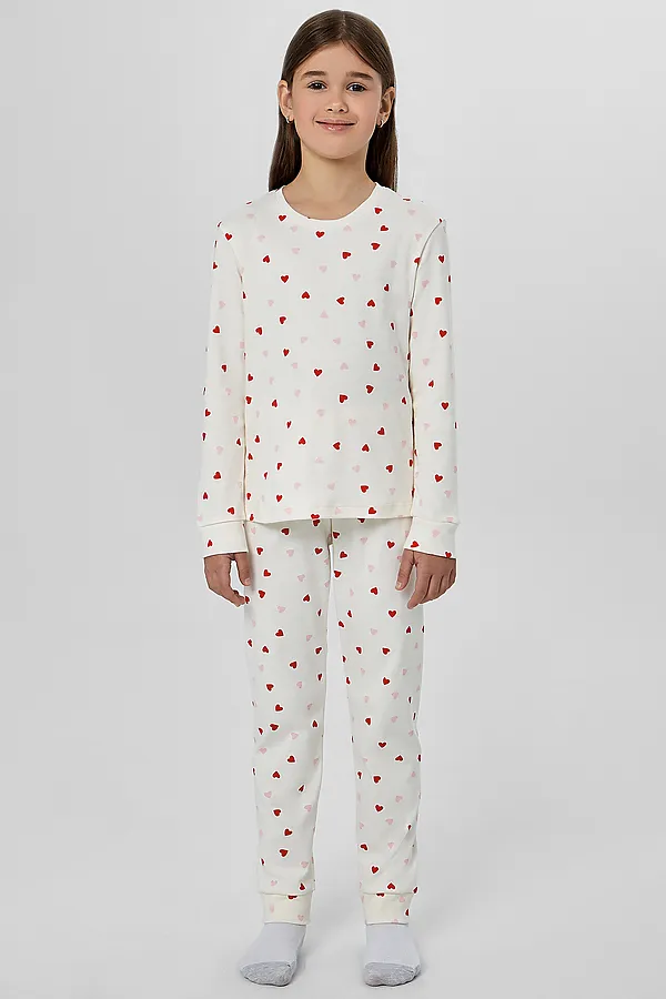 Пижама MARK FORMELLE, сердечки на молоке - фото 1