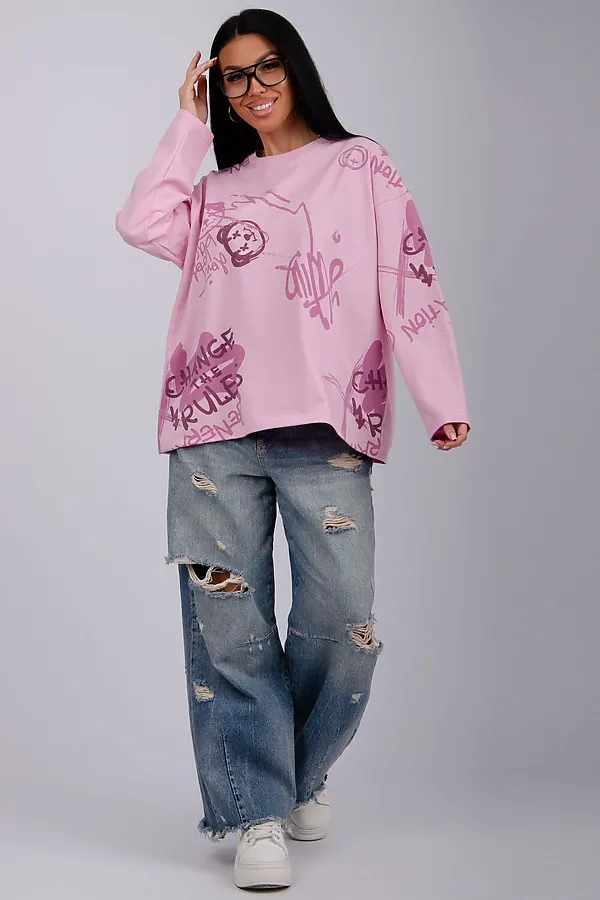 Лонгслив Свобода НАТАЛИ, розовый - фото 1