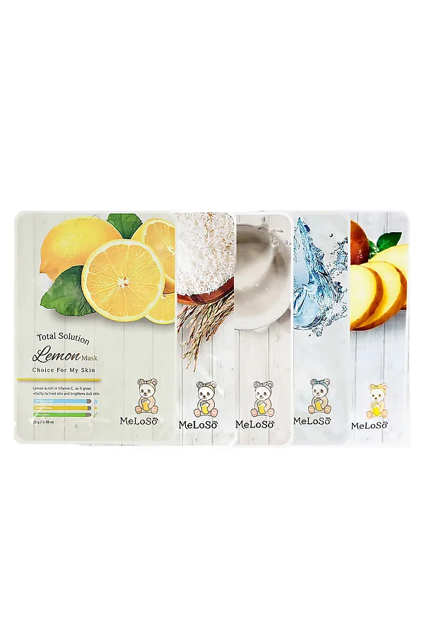 MeLoSo Набор тканевых масок для сухой кожи лица: увлажнение и отшелушивание, 5 x 25 г KRISTALLER, ассорти - фото 1