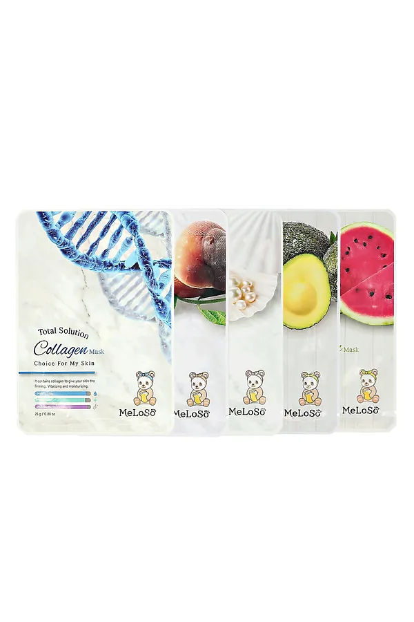 MeLoSo Набор тканевых масок для лица с омолаживающим эффектом против морщин, 5 x 25 г KRISTALLER, ассорти - фото 1
