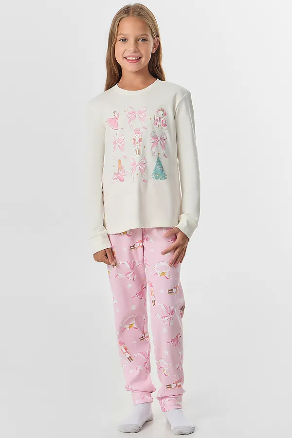 Пижама MARK FORMELLE, молочный +нг бантики на розовой сказке - фото 1