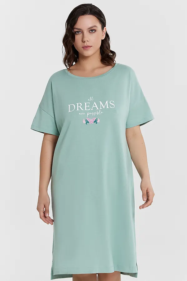 Сорочка ночная MARK FORMELLE, шалфей +печать - фото 1