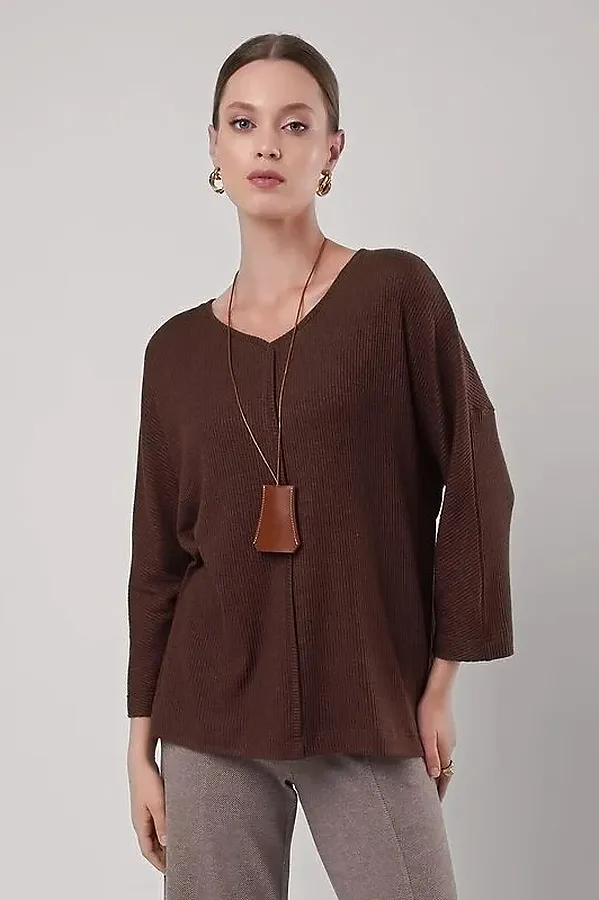 Джемпер CLEVER, меланж коричневый - фото 1