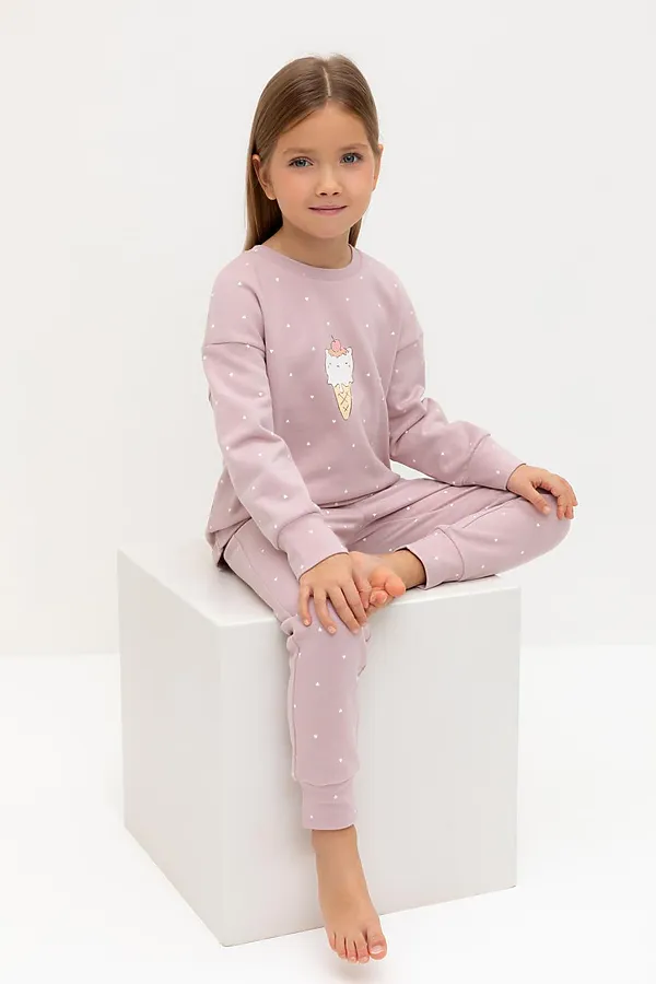 Пижама CROCKID, розовый лед,мини сердечки - фото 1