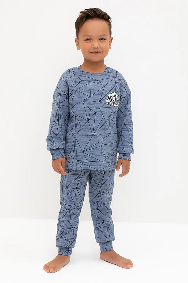 Пижама CROCKID, серо-голубой,линии - фото 1