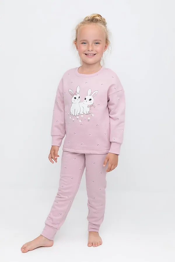 Пижама CROCKID, фламинго,маленькие листья - фото 1