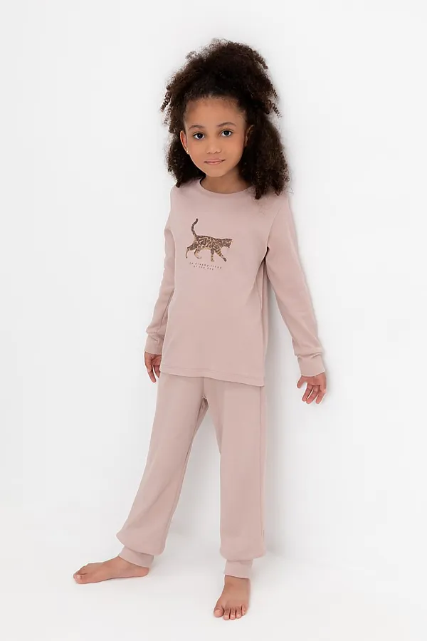 Пижама CROCKID, кофейный(кошка) - фото 1