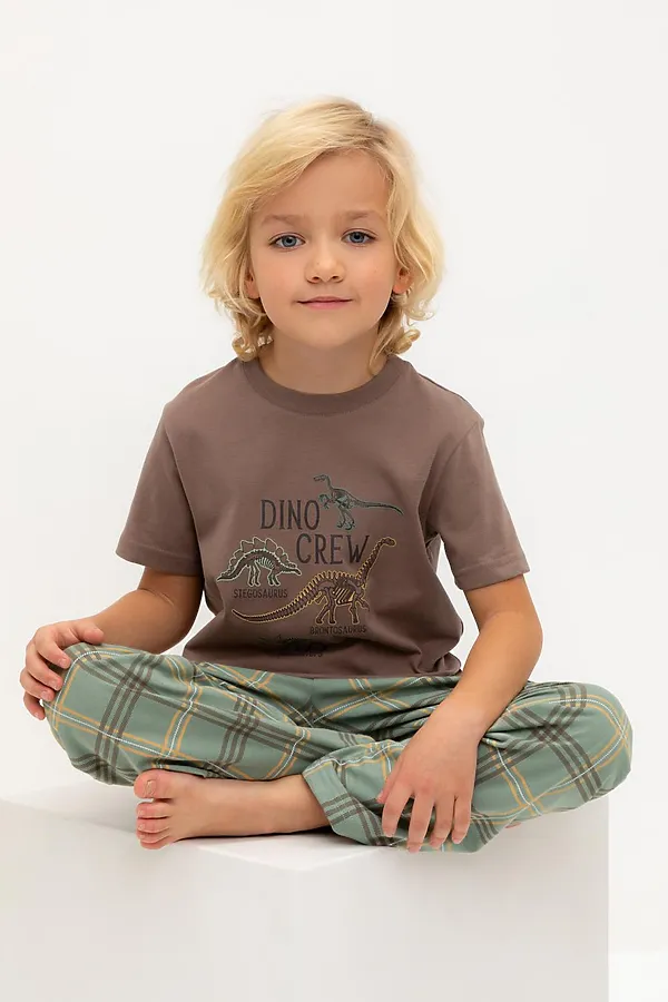 Пижама CROCKID, сосновая кора,текстильная клетка - фото 1