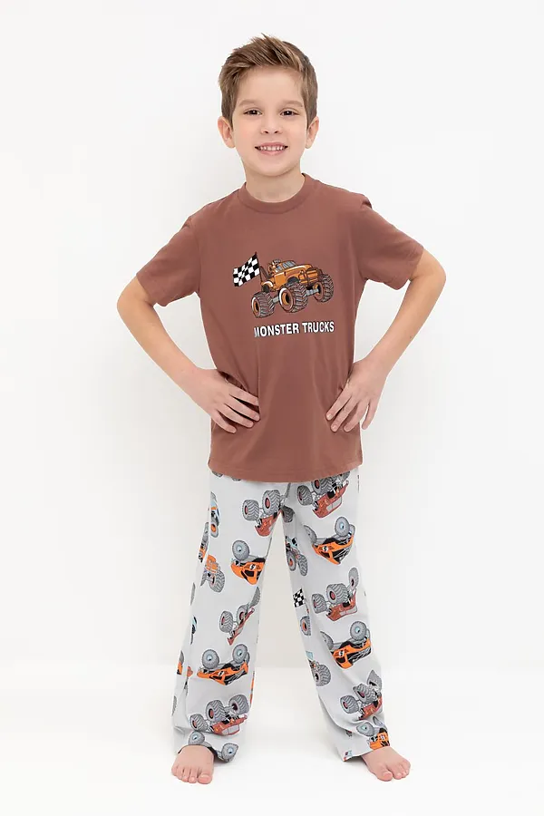 Пижама CROCKID, медно-коричневый,машины - фото 1