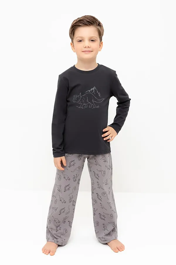 Пижама CROCKID, графит,дино друзья - фото 1