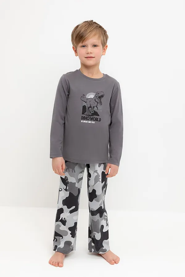Пижама CROCKID, железо,камуфляж с динозаврами - фото 1