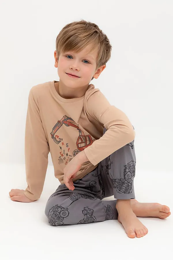 Пижама CROCKID, кунжут,дорожная техника - фото 1