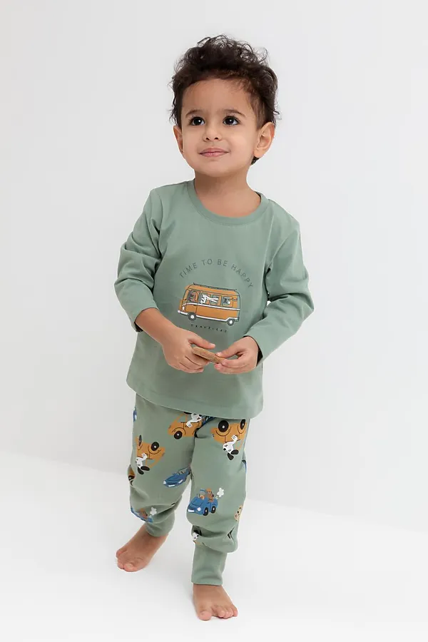 Пижама CROCKID, милитари,собачки в машинках - фото 1