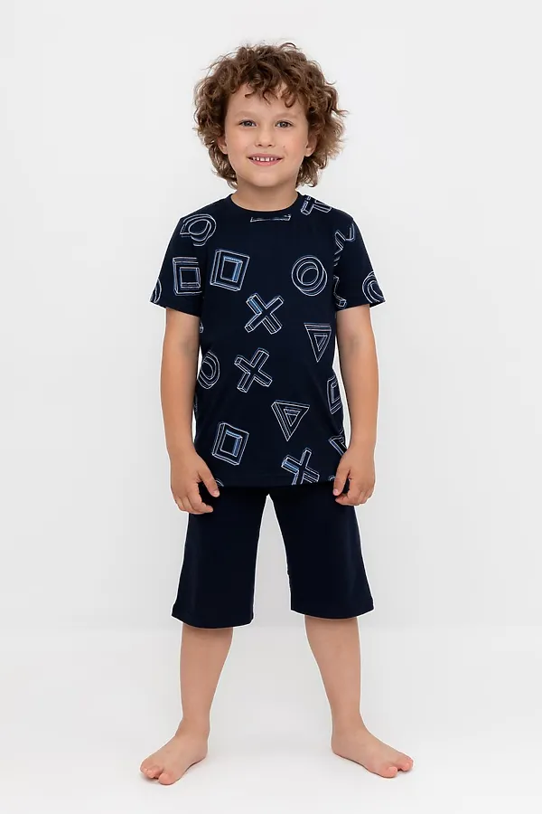 Пижама CROCKID, объемные фигуры,индиго - фото 1