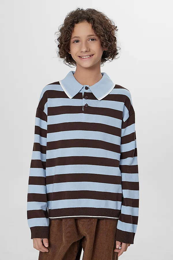 Поло MARK FORMELLE, коричнево -голубая полоска - фото 1