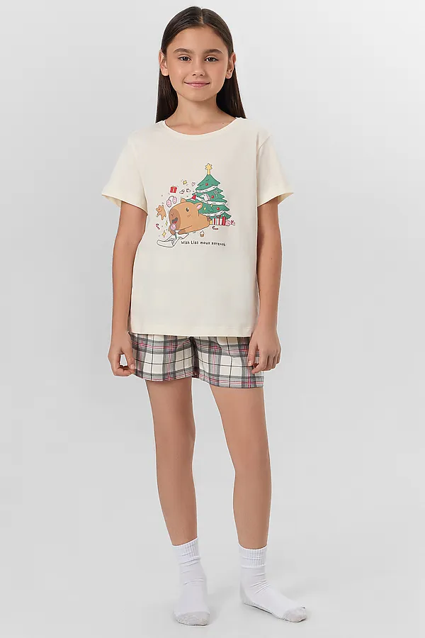 Пижама MARK FORMELLE, молочный +клетка на молочном - фото 1