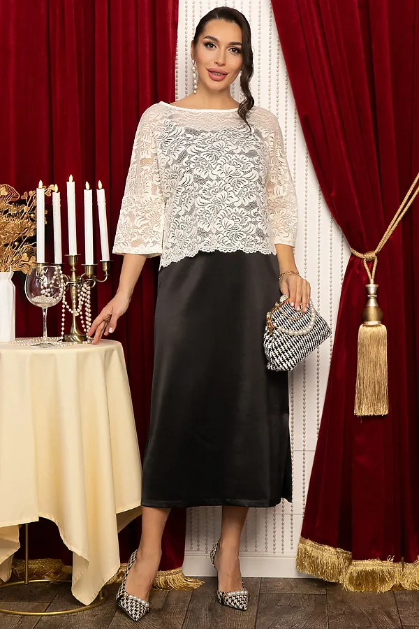 Костюм (Платье+Накидка) LADY TAIGA, черно-молочный - фото 1