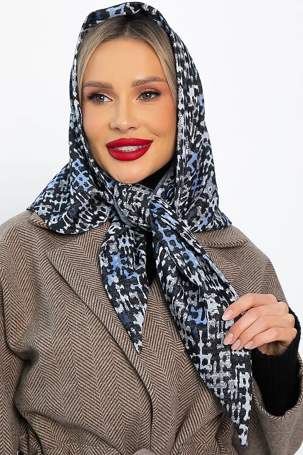 Косынка с отворотом LADY TAIGA, голубые пазлы - фото 1