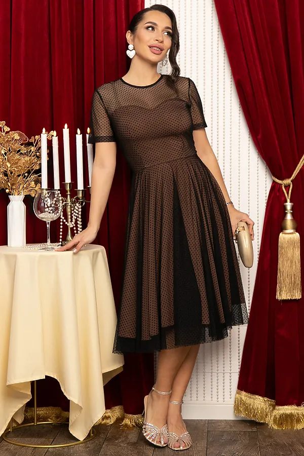 Платье LADY TAIGA, черно-коричневое - фото 1