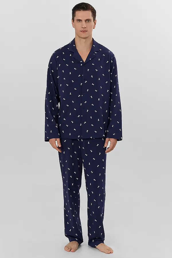 Пижама MARK FORMELLE, белые лошади на т.синем - фото 1